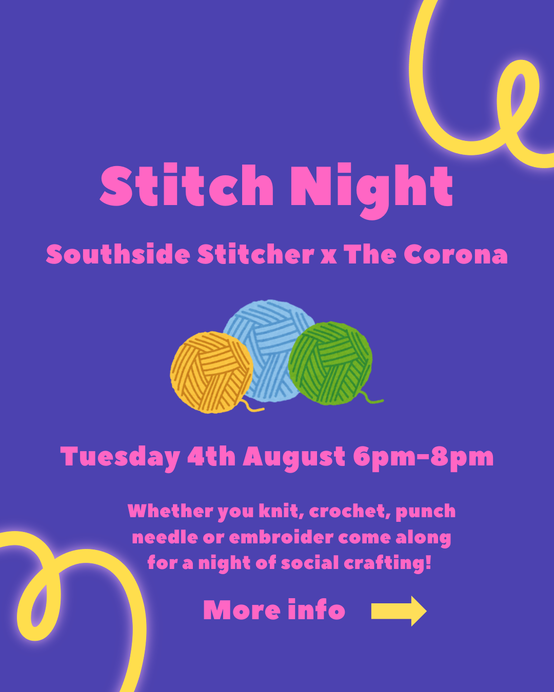Stitch Night - Southside Stitcher x The Corona - 4th August