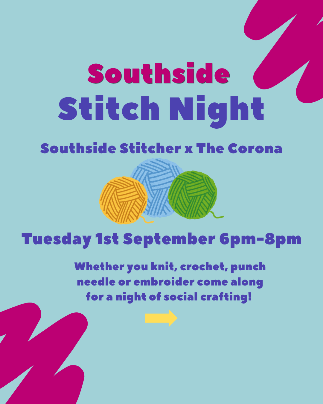 Southside Stitch Night - Southside Stitcher x The Corona - 1st September