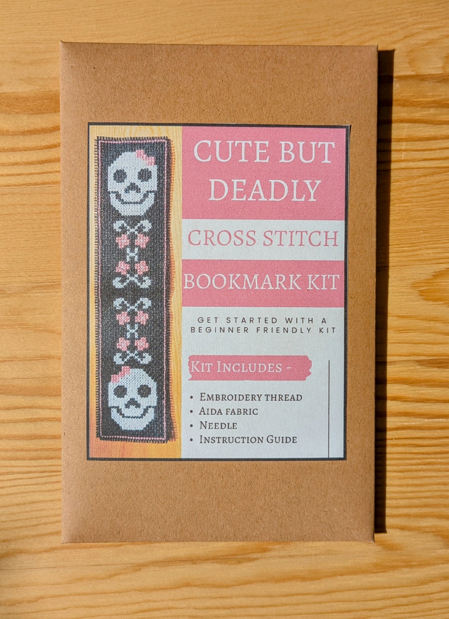 Beginner Friendly Cross Stitch Bookmark Kit - Cute But Deadly