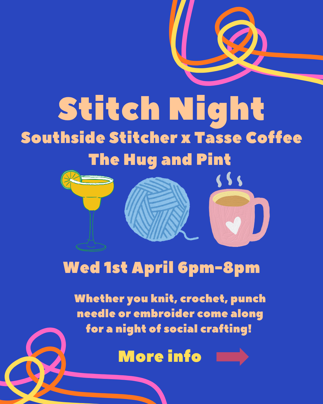 Stitch Night - Southside Stitcher x Tasse Coffee - 1st April