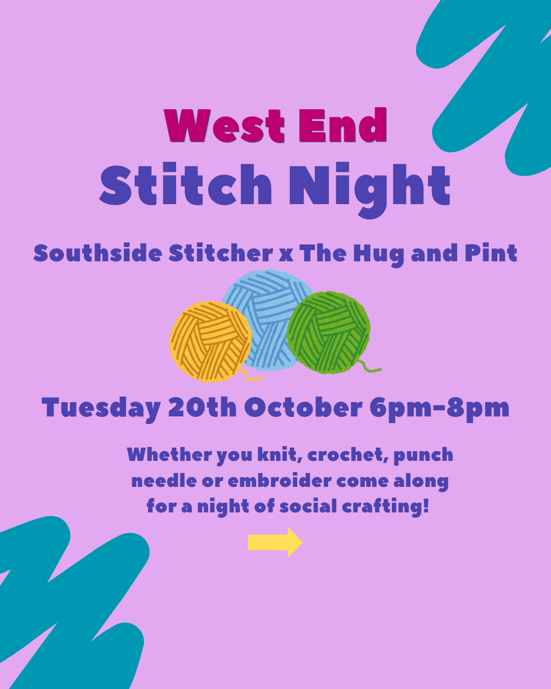 West End Stitch Night - Southside Stitcher x The Hug and Pint - 20th October